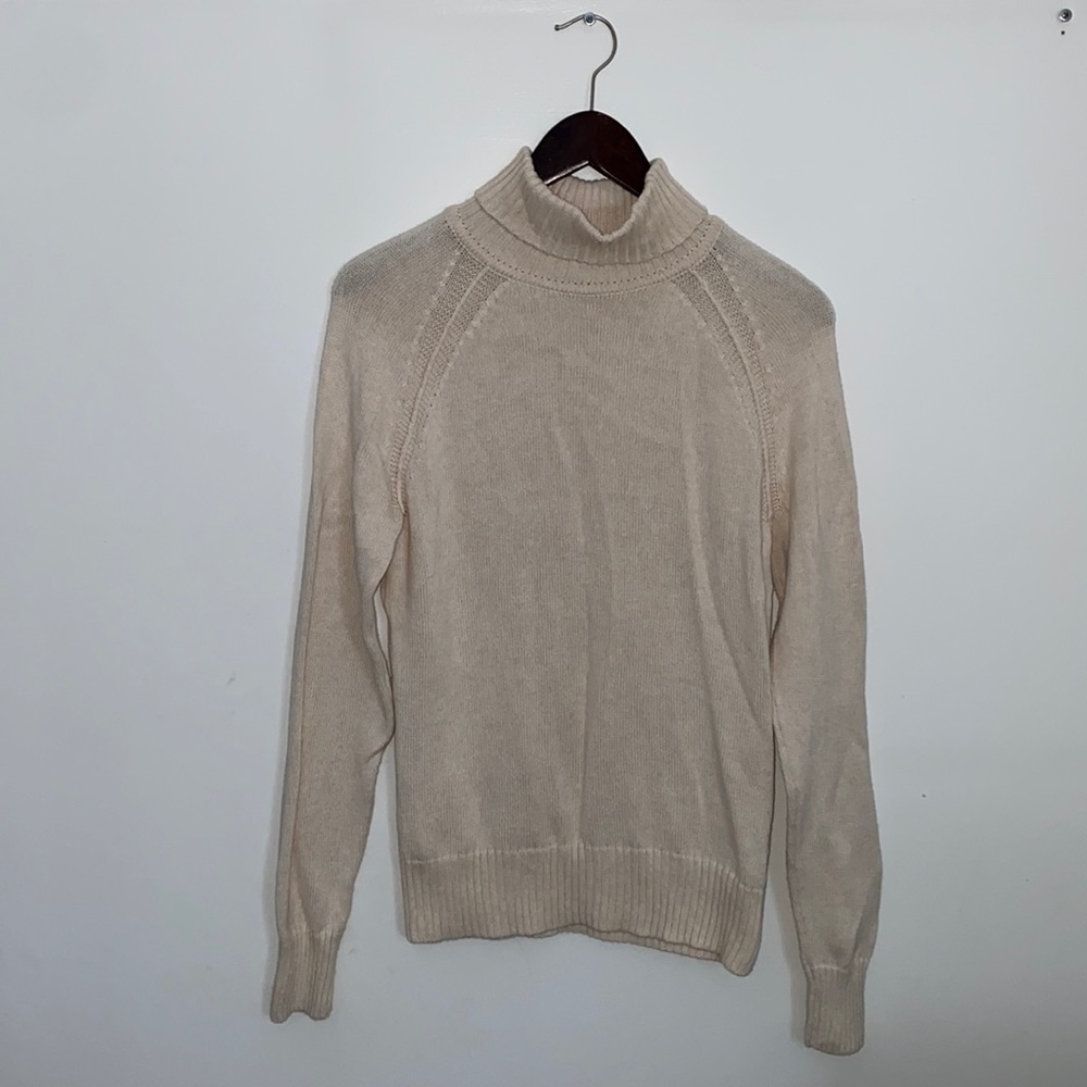 Jeanne Pierre Cream Turtleneck Knit Sweater small